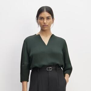 Everlane The Hammered Satin Balloon Sleeve Top